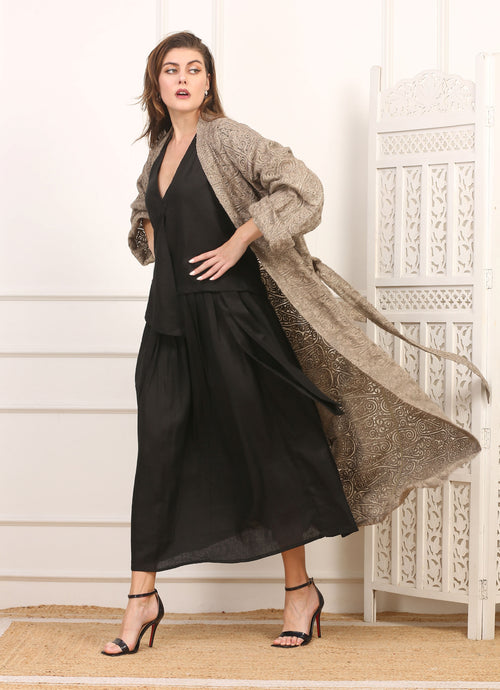 Kimono Seta con Metallo Oro Artigianale