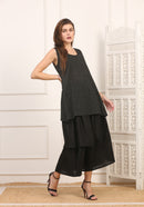 Mini Abito a Pois Bianchi in Cotone Nero