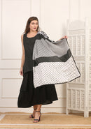 Telo Pareo Versatile in Cotone Patchwork Bianco e Nero