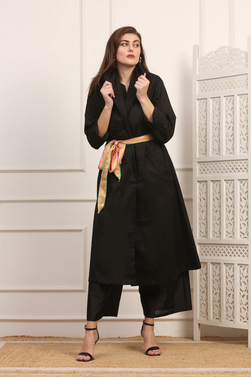 Soprabito Lungo Versatile in Cotone Viscosa Nero