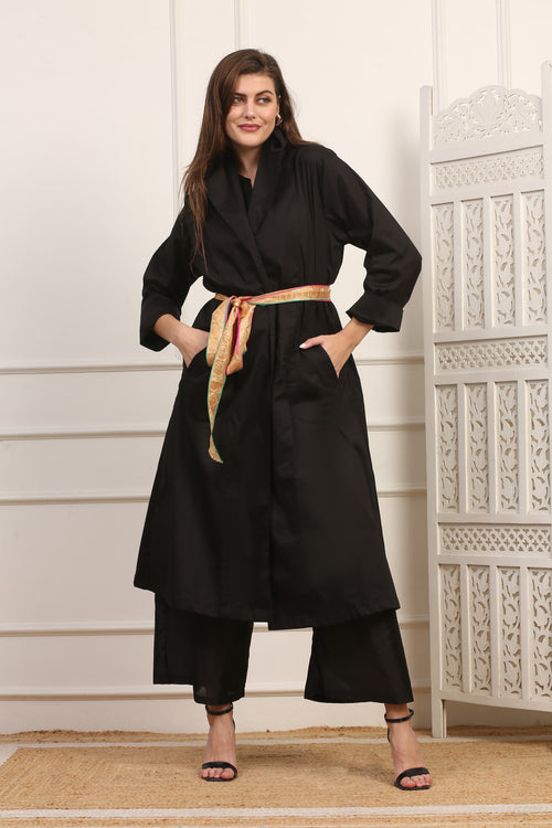 Soprabito Lungo Versatile in Cotone Viscosa Nero