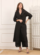 Soprabito Lungo Versatile in Cotone Viscosa Nero