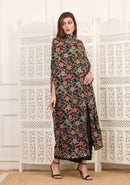 Soprabito Seta con Fiori Ricamati Multicolor