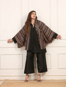 Camicia in Cotone a Righe con Maniche a Pipistrello