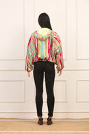 Giubbino con Cappuccio in Vellutino Multicolor a Righe