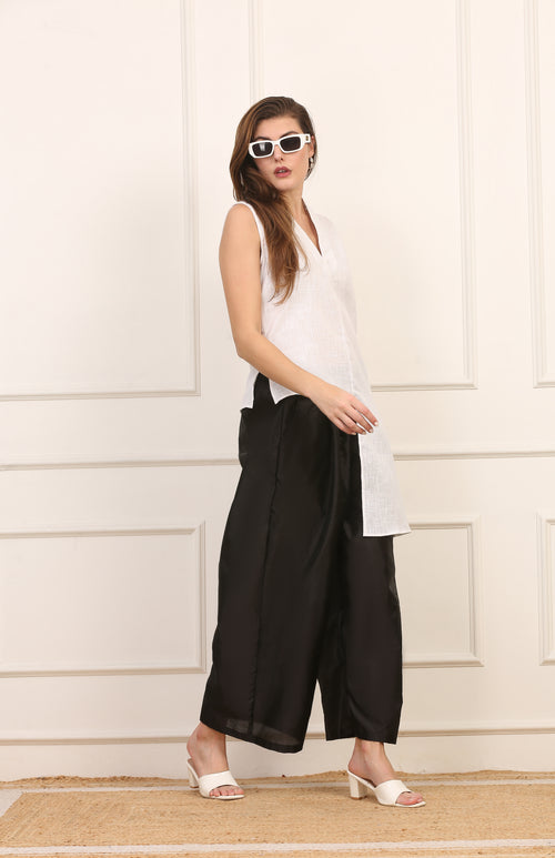 Top Asimmetrico in Lino Bianco