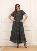 Gonna Midi in Macramè Maltinto Grigio