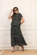 Gonna Midi in Macramè Maltinto Grigio