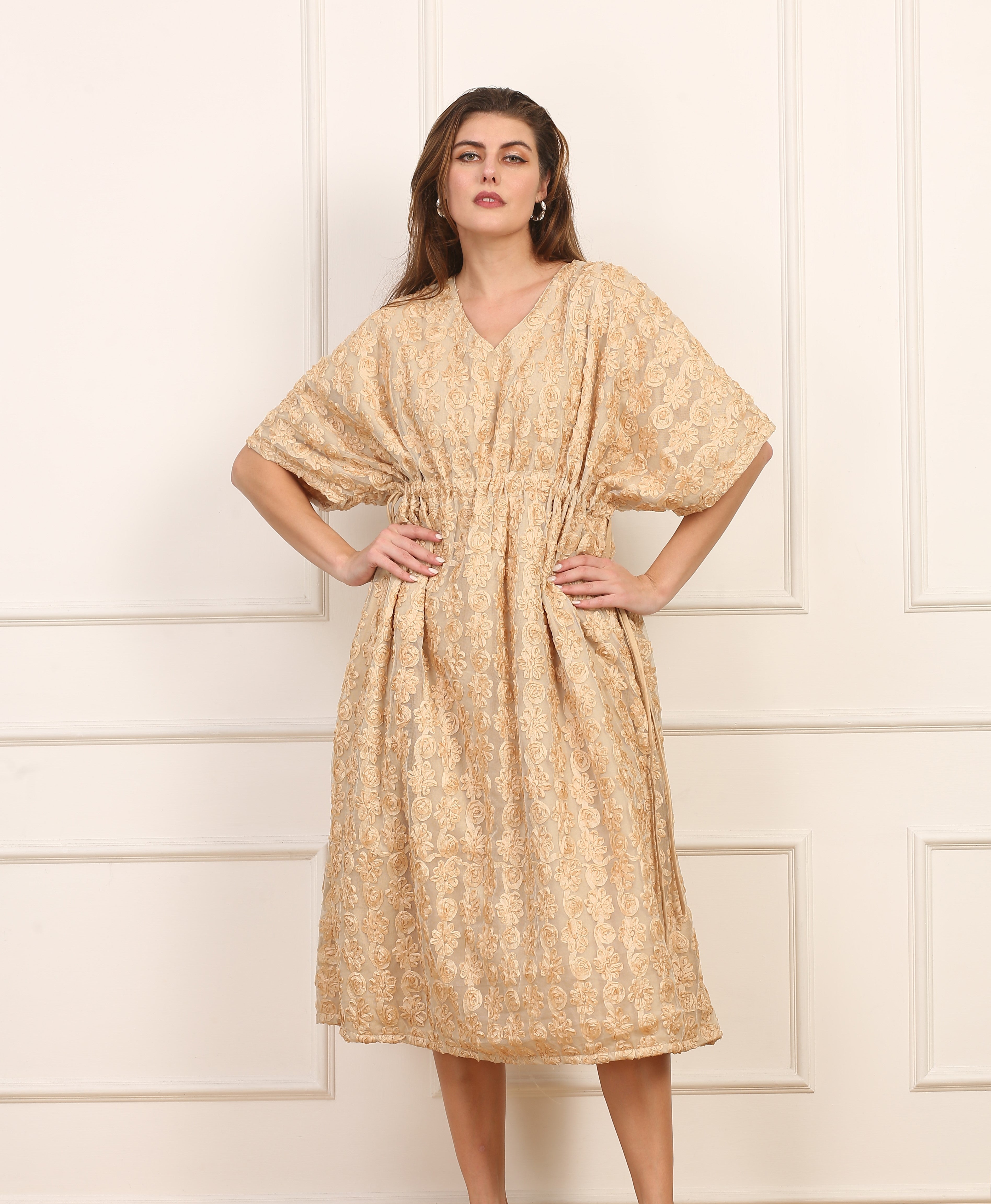 Kaftano Seta con Paillettes in Oro Artigianale