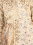 Giacca Corta in Broccato Oro con Balze e Ricami Floreali