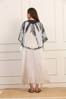 Kaftano Versatile in Seta Shibori Bianco e Nero