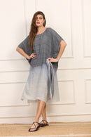 Kaftano Versatile in Seta Cotone Grigio Maltinto Degradé