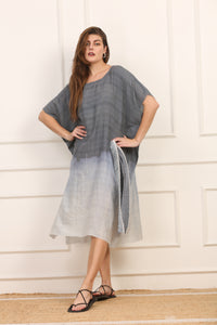 Kaftano Versatile in Seta Cotone Grigio Maltinto Degradé