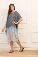 Kaftano Versatile in Seta Cotone Grigio Maltinto Degradé