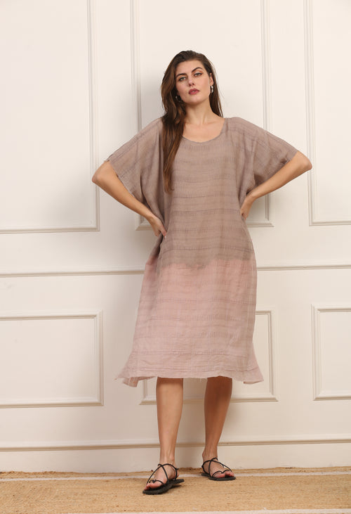 Kaftano Versatile in Seta Cotone Maltinto Color Naturale Degradé