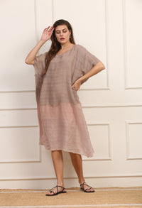 Kaftano Versatile in Seta Cotone Maltinto Color Naturale Degradé