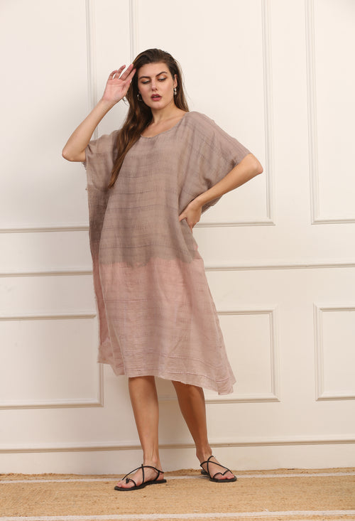 Kaftano Versatile in Seta Cotone Maltinto Color Naturale Degradé