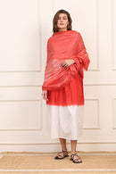 Telo Pareo in Seta Shibori Rosso con Stampe Bianche