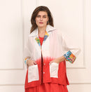 Giacca in Cotone Bicolore Dip-Dye con Dettagli Multicolor