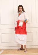 Giacca in Cotone Bicolore Dip-Dye con Dettagli Multicolor