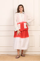 Giacca in Cotone Bicolore Dip-Dye con Dettagli Multicolor