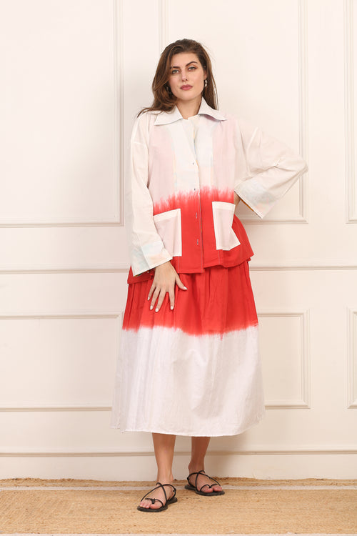 Giacca in Cotone Bicolore Dip-Dye con Dettagli Multicolor