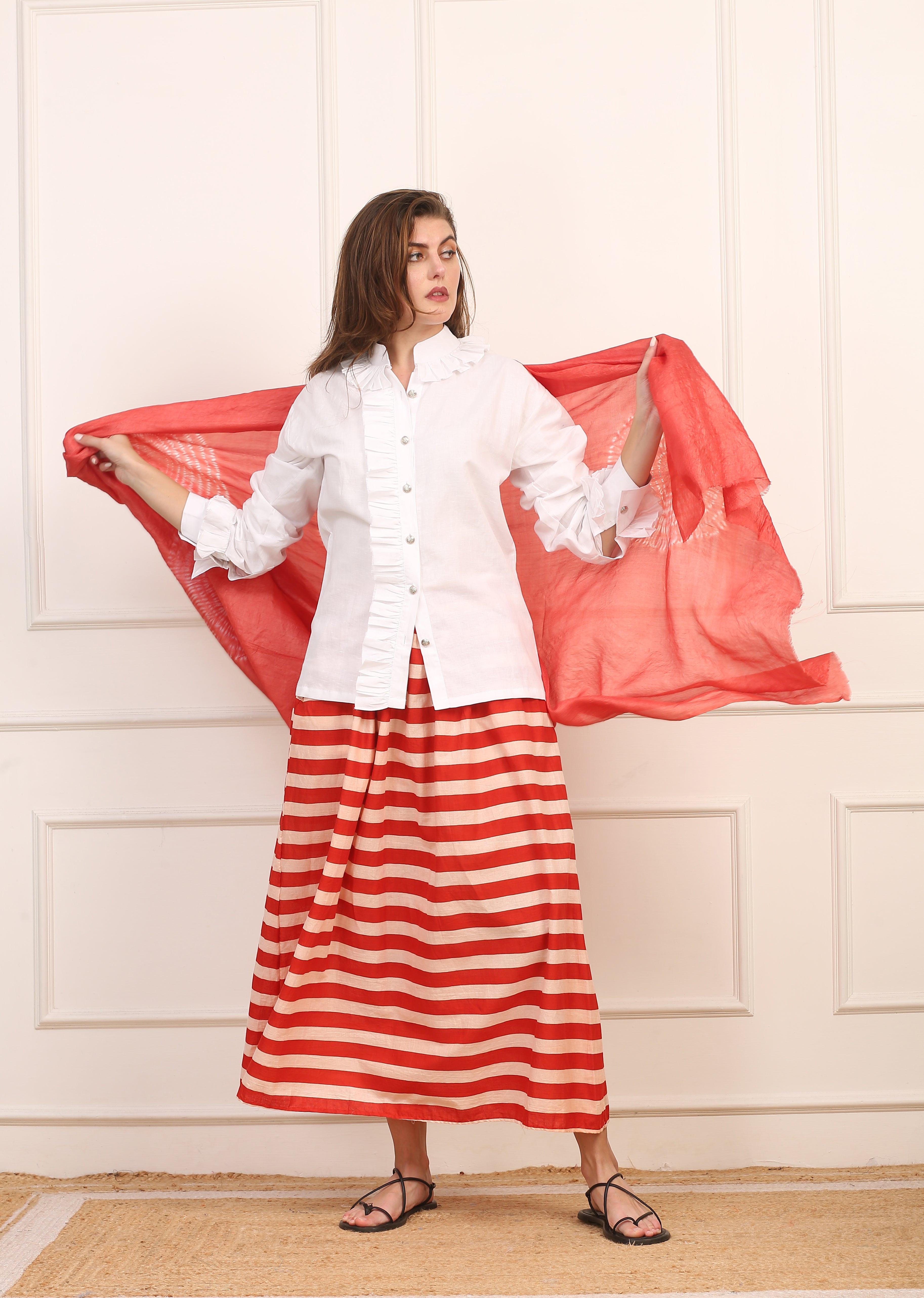 Camicia in Lino Cotone con Volant