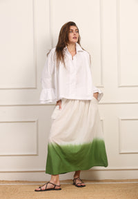 Camicia in Lino Cotone Bianco con Pieghe