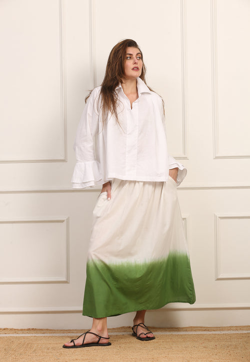 Camicia in Lino Cotone Bianco con Pieghe