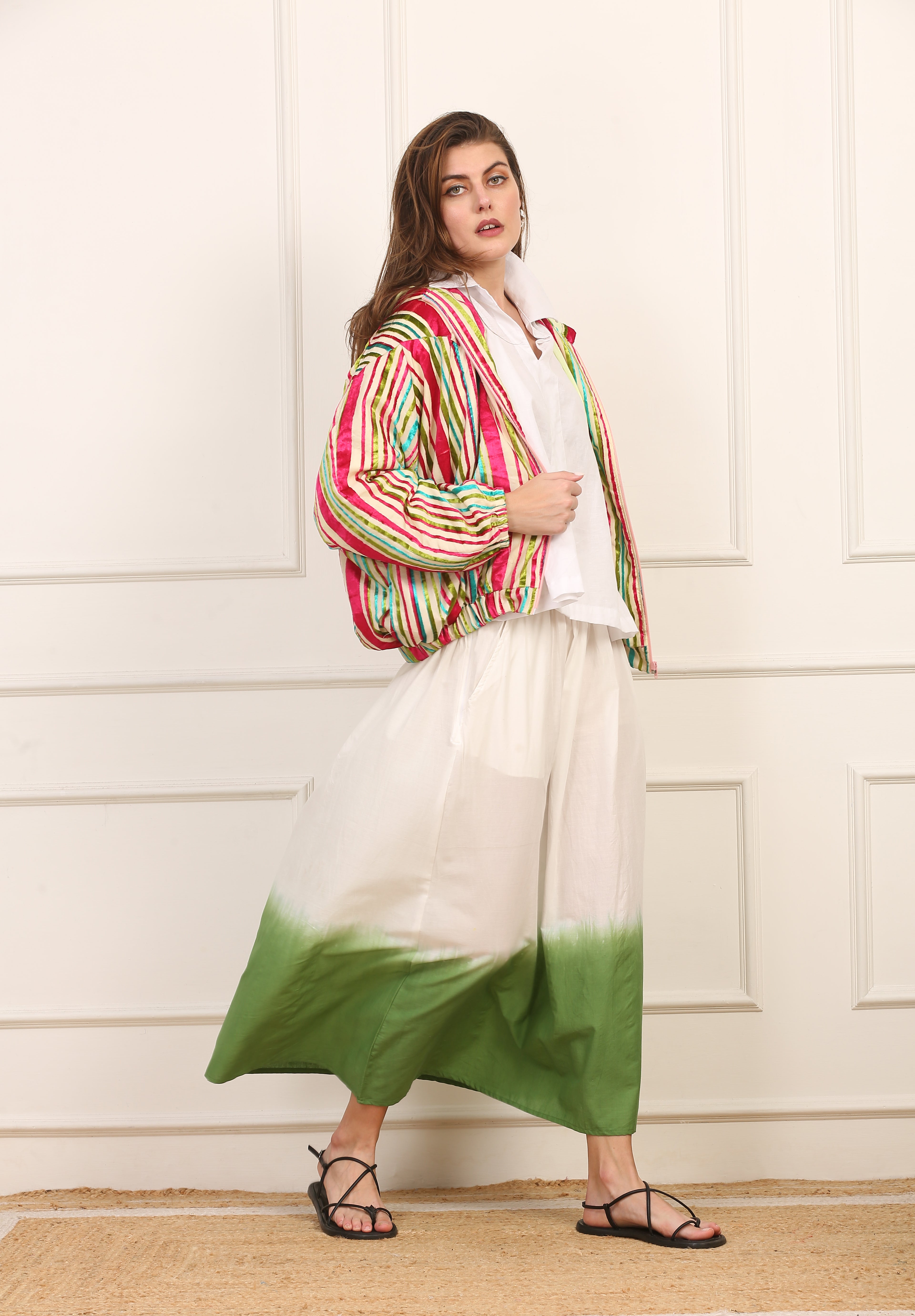 Gonna Lunga in Cotone Bicolore Dip-Dye