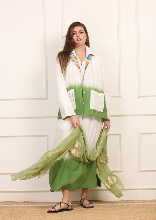 Giacca in Cotone Bicolore Dip-Dye con Dettagli Multicolor