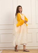 Kimono Versatile in Cotone Bianco e Giallo