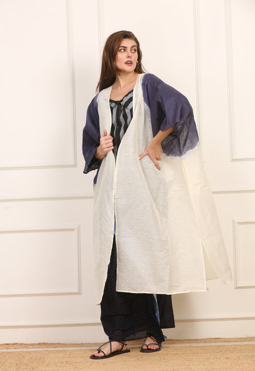 Kimono Versatile in Cotone Bianco e Giallo