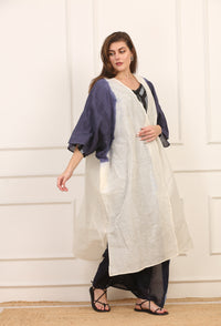 Kimono Versatile in Cotone Bianco e Giallo
