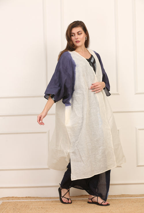 Kimono Versatile in Cotone Bianco e Giallo