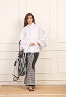 Camicia Lino Cotone Nero con Impunture Bianche