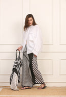 Camicia Lino Cotone Nero con Impunture Bianche