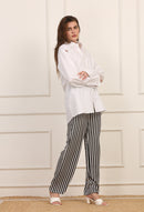 Pantalone in Viscosa a Righe Bianco e Nero