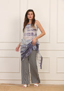 Pareo Versatile in Seta Shibori Bianco e Blu