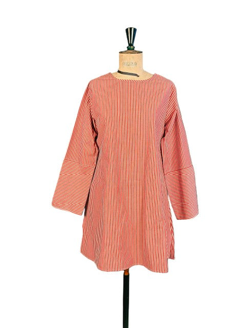 Tunica in Cotone a Righe Rosse e Bianche
