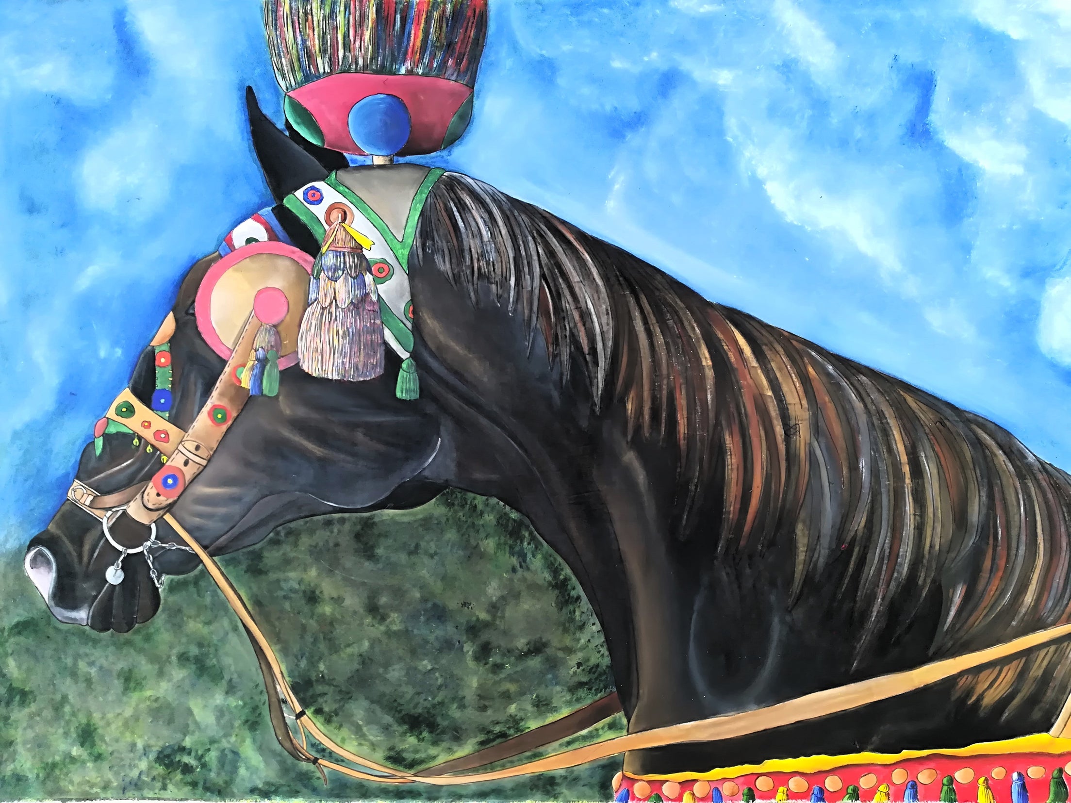 Cavallo Siciliano – Dipinto Acrilico su Tessuto di Cotone