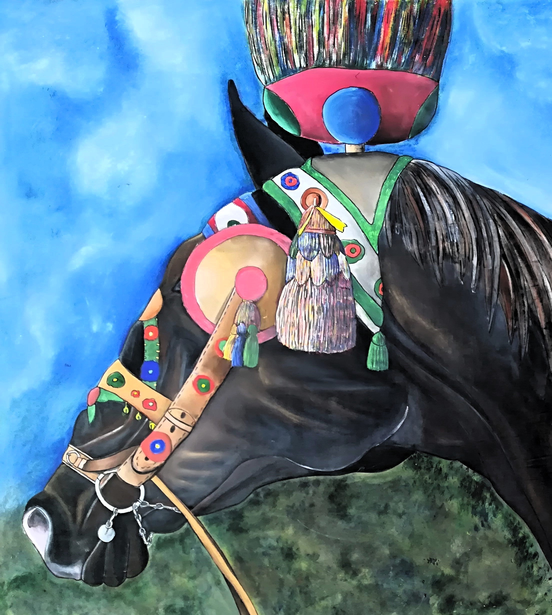 Cavallo Siciliano – Dipinto Acrilico su Tessuto di Cotone