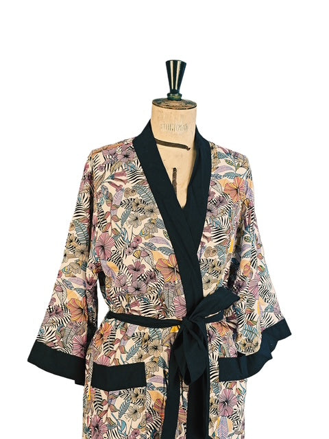 Vestaglia Kimono in Cotone e Viscosa – Stampa Jungle
