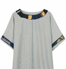 T-Shirt Oversize in Cotone a Righe con Applicazioni in Seta