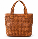 Borsa intrecciata cognac in pelle