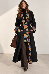 Kimono in cotone pesante con ciniglia vintage