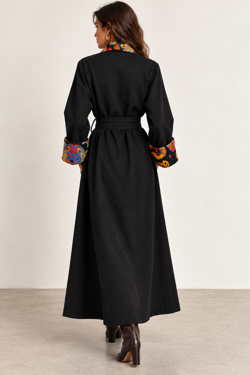 Kimono in cotone pesante con ciniglia vintage