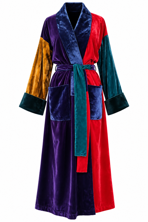 Kimono in velluto stile patch