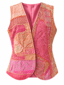Gilet in seta e cotone con applicazioni