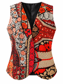 Gilet in seta e cotone con applicazioni